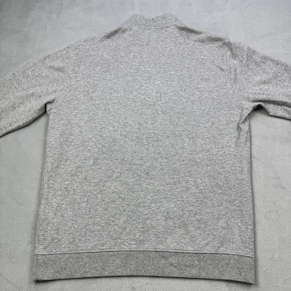 Johnnie-O Sweatshirt Mens Medium Gray 1/4 Zip Mock Neck Pullover Heather Logo